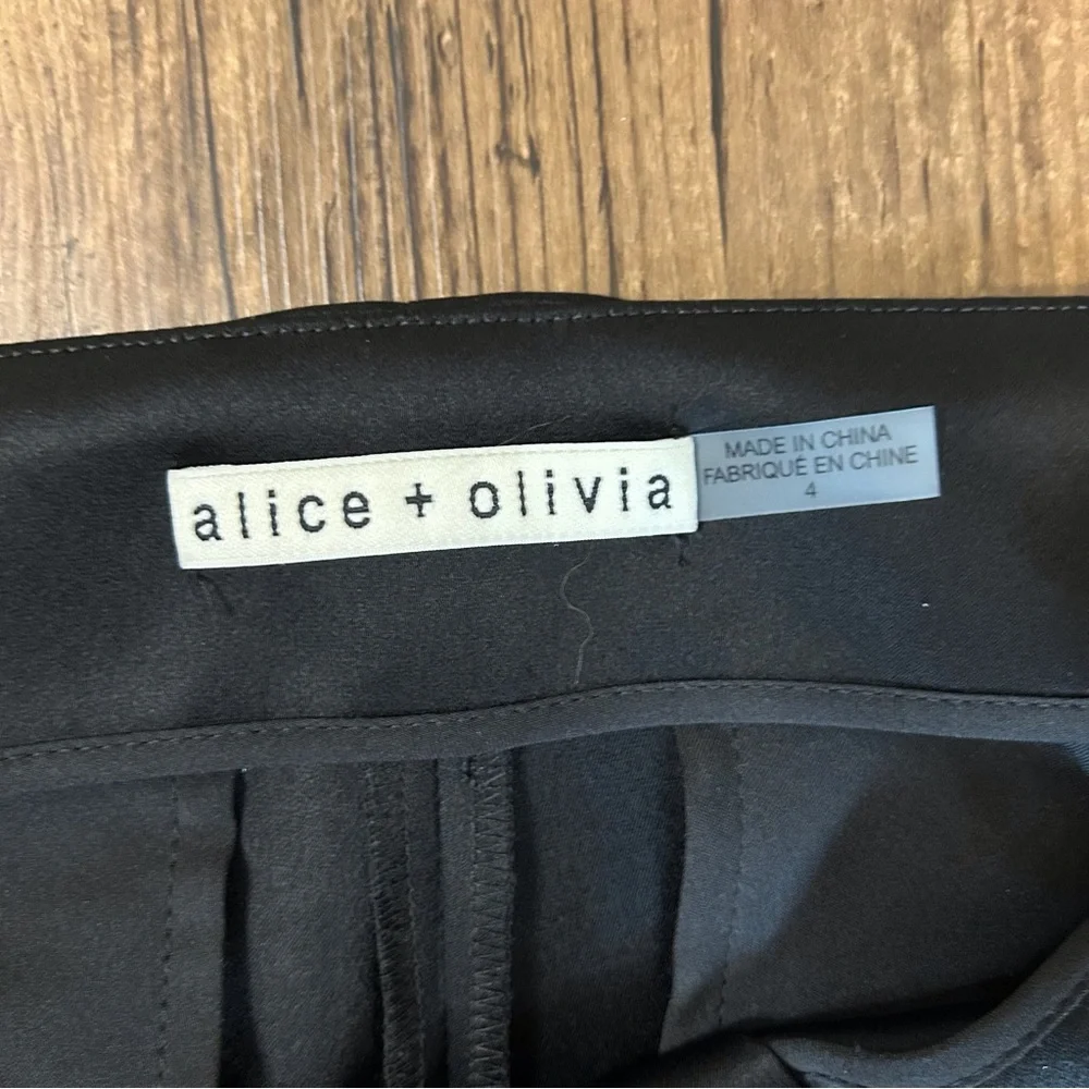 Alice + Olivia Teeny Satin Bootcut Pant Black - Picture 4 of 11